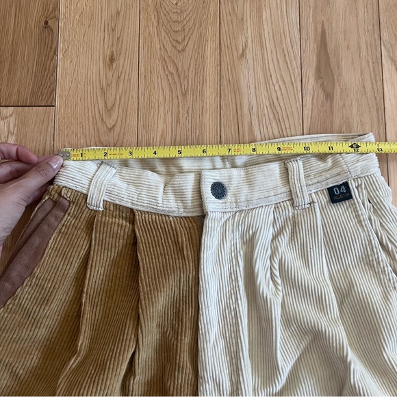 Vintage Playboy Corduroy Pleated Two Tone Brown Beige Pants Size 25 - Picture 2 of 12
